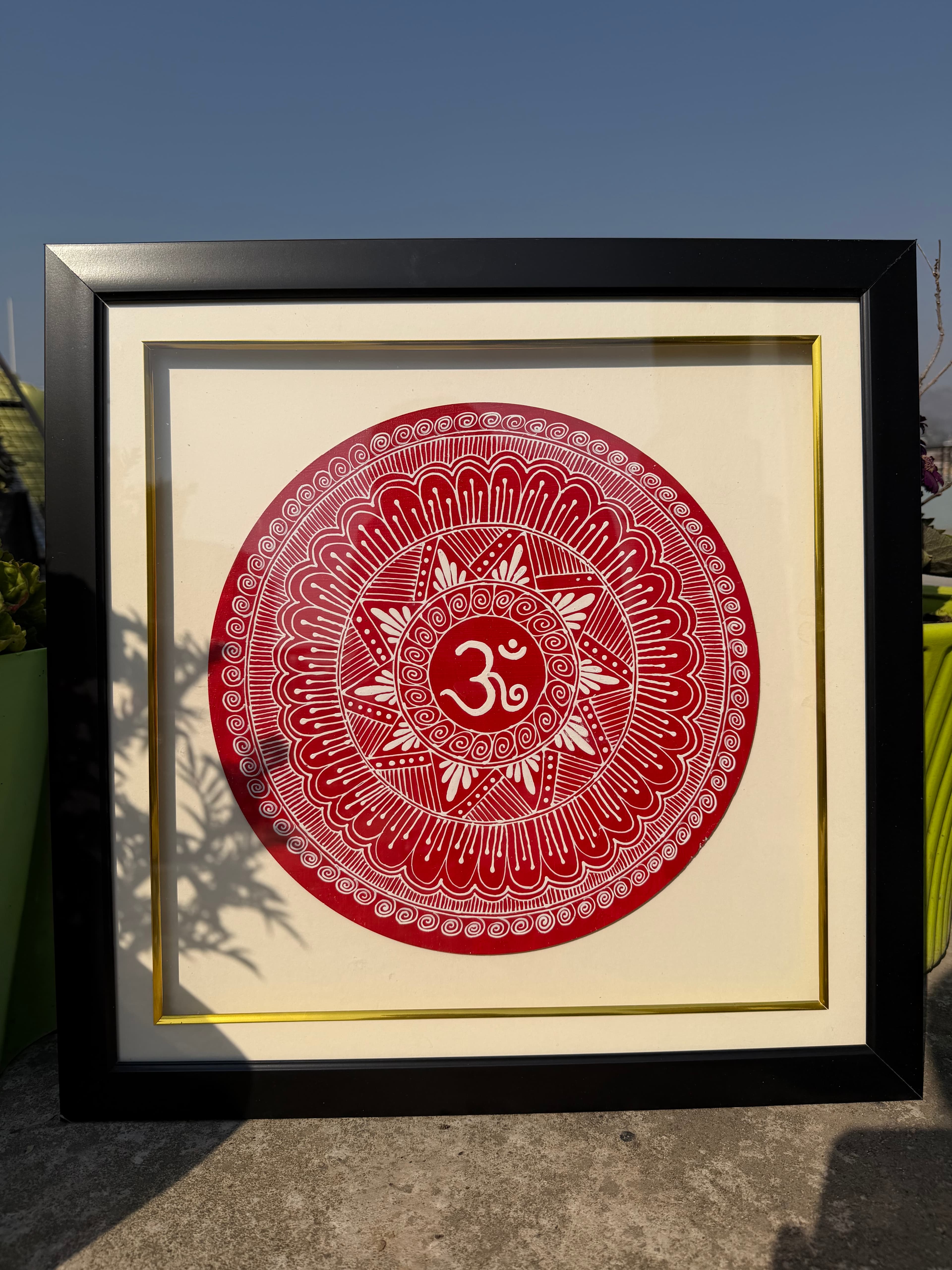 Handmade Om Aipan Wall Frame 