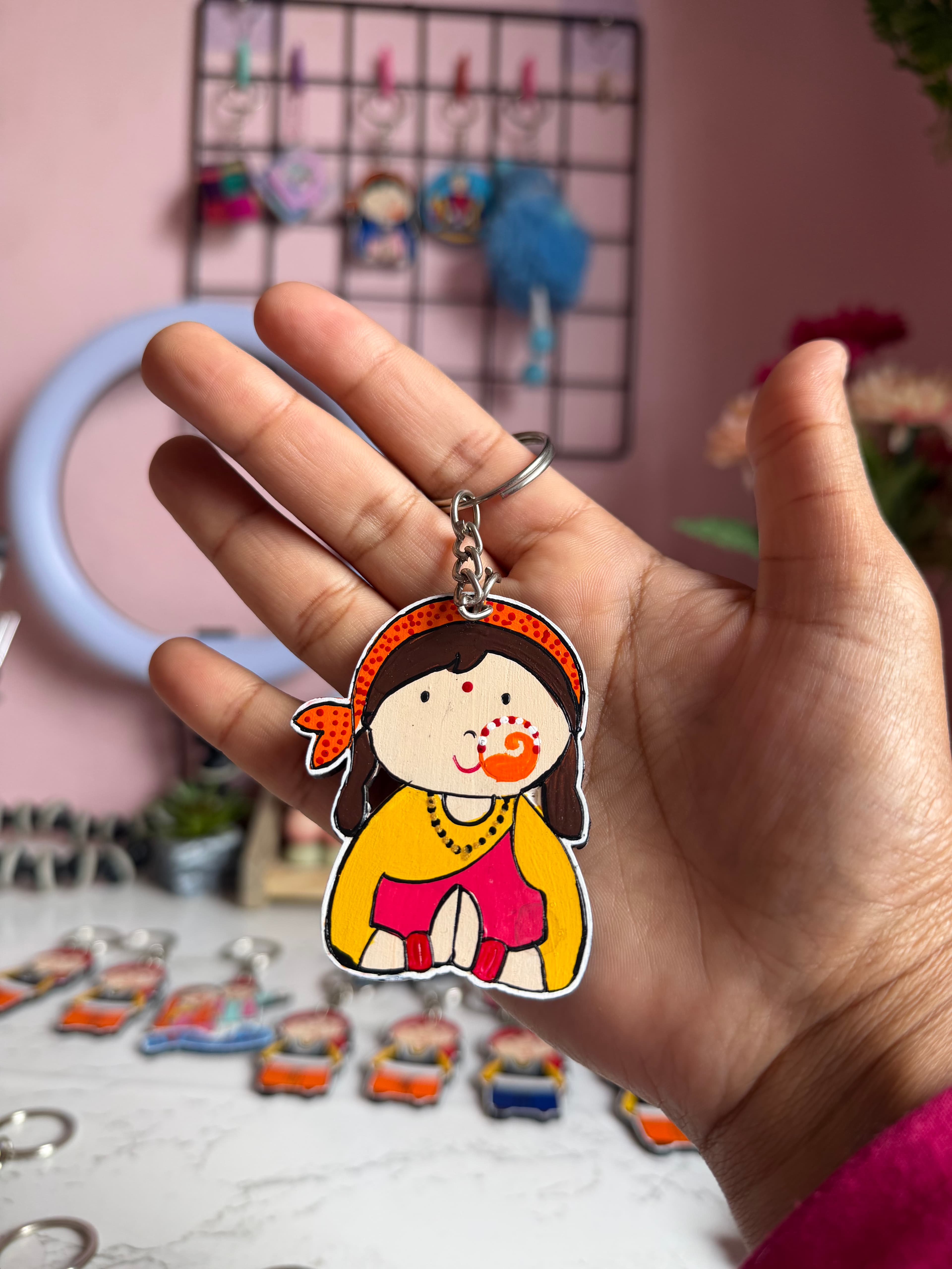 Pahadi Girl MDF Keychain