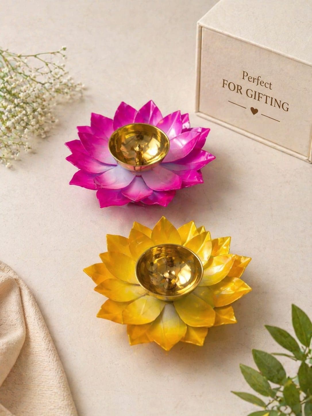 3 Layer Lotus Brass Diya